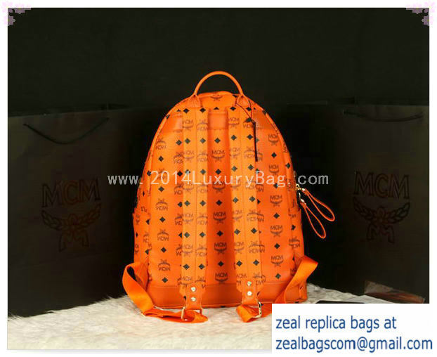 High Quality Replica MCM Stark Backpack Jumbo in Calf Leather 8100 Orange